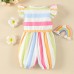 【0M-18M】Baby Girl Cute Colorful Striped Ruffled Romper