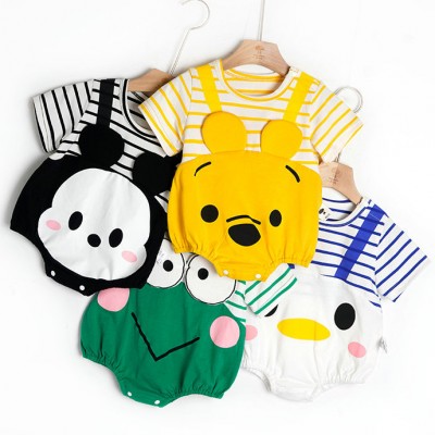 【3M-24M】Unisex Baby Cute Cartoon Printed Fake Two Piece Romper