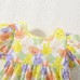 【9M-3Y】2-piece Baby Girl Cute Bunny Printed Bubble Sleeve Dress With Hat