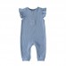 【0M-12M】Baby Girl Comfortable Solid Color Cotton Ruffled Sleeve Romper