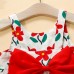 【9M-3Y】2-piece Baby Girls Cute And Fashionable Floral Printed Bowknot Sling Dress With Hat