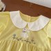 【3M-24M】Baby Girl Cute Bunny And Flower Embroidered Bubble Sleeve Yellow Romper