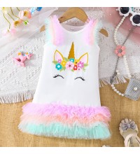 【6M-3Y】Baby Girl Cute Unicorn Print Dress