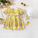 【9M-3Y】2-piece Baby Girl Cute Bunny Printed Bubble Sleeve Dress With Hat