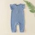 【0M-12M】Baby Girl Comfortable Solid Color Cotton Ruffled Sleeve Romper