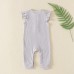 【0M-12M】Baby Girl Comfortable Solid Color Cotton Ruffled Sleeve Romper