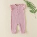 【0M-12M】Baby Girl Comfortable Solid Color Cotton Ruffled Sleeve Romper