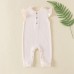 【0M-12M】Baby Girl Comfortable Solid Color Cotton Ruffled Sleeve Romper