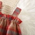 【9M-3Y】2-piece Baby Girls Cute And Stylish Red Plaid Sling Dress With Hat