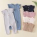 【0M-12M】Baby Girl Comfortable Solid Color Cotton Ruffled Sleeve Romper