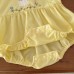 【3M-24M】Baby Girl Cute Bunny And Flower Embroidered Bubble Sleeve Yellow Romper