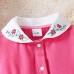 【6M-3Y】Baby Girl Cute And Fashion Floral Embroidered Doll Collar Colorblock Puff Sleeve Dress