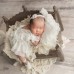 【0M-12M】4-piece Baby Girl Cute And Fashion Lace Ruffle Romper Set Gift Box Including Hat Pillow And Socks