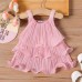 【3M-24M】Baby Girl Sweet Pink Pleated Tiered Sleeveless Cake Dress