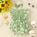 【0M-18M】2-piece Baby Girl Cute Daisy Print Ruffled Sleeveless Romper With Headband