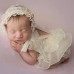 【0M-12M】4-piece Baby Girl Cute And Fashion Lace Ruffle Romper Set Gift Box Including Hat Pillow And Socks