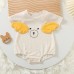 【3M-24M】Unisex Baby Cute Cartoon Print Colorblock Short-sleeved Romper