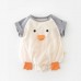 【3M-24M】Unisex Baby Cute Cartoon Print Colorblock Short-sleeved Romper