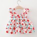 【6M-3Y】Baby Girl Sweet Floral Print Ruffle Square Neck Dress With Crossbody Bag