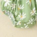 【0M-18M】2-piece Baby Girl Cute Daisy Print Ruffled Sleeveless Romper With Headband