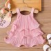 【3M-24M】Baby Girl Sweet Pink Pleated Tiered Sleeveless Cake Dress