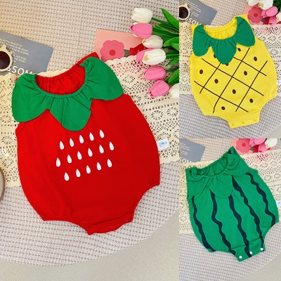 【3M-24M】Unisex Baby Cute Strawberry Watermelon Pineapple Shape Print Romper