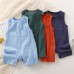 【3M-24M】Unisex Baby Casual Cotton Breathable Solid Color Sleeveless Romper