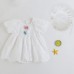 【3M-24M】Baby Girl Cute Cotton Floral Embroidery Hollow Bowknot Short-sleeved Romper With Hat