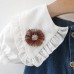 【6M-3Y】Baby Girls Sweet Fake Two Piece Ruffled Doll Collar Denim Dress