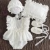 【0M-12M】4-piece Baby Girl Cute And Fashion Lace Ruffle Romper Set Gift Box Including Hat Pillow And Socks