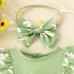 【0M-18M】2-piece Baby Girl Cute Daisy Print Ruffled Sleeveless Romper With Headband