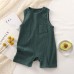 【3M-24M】Unisex Baby Casual Cotton Breathable Solid Color Sleeveless Romper