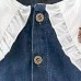 【6M-3Y】Baby Girls Sweet Fake Two Piece Ruffled Doll Collar Denim Dress