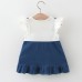 【6M-3Y】Baby Girl Cute Fake Two Piece Ruffle Splicing Denim Dress