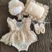 【0M-12M】4-piece Baby Girl Cute And Fashion Lace Ruffle Romper Set Gift Box Including Hat Pillow And Socks