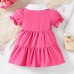 【6M-3Y】Baby Girl Cute And Fashion Floral Embroidered Doll Collar Colorblock Puff Sleeve Dress