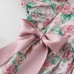 【3M-5Y】Baby Girl Sisterhood Outfit Cute Rose Print Bowknot Puff Sleeve Romper And Dress With Headband - 33401