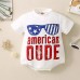 【0M-24M】Unisex Baby Independence Day Letter Print Short Sleeve Romper