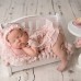 【0M-12M】4-piece Baby Girl Cute And Fashion Lace Ruffle Romper Set Gift Box Including Hat Pillow And Socks