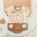 【3M-24M】Unisex Baby Cute Cartoon Print Colorblock Short-sleeved Romper