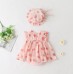 【3M-24M】2-piece Baby Girl Cotton Pink Strawberry Print Short Sleeve Romper With Hat