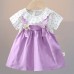 【9M-3Y】Baby Girl Floral Fake Two Piece Short Sleeve Dress