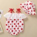 【3M-24M】2-piece Baby Girls Cotton Polka Dot Print Sling Romper With Hat