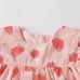 【3M-24M】2-piece Baby Girl Cotton Pink Strawberry Print Short Sleeve Romper With Hat