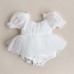 【0M-24M】Baby Girl Mesh Ruffle Short Sleeve Romper