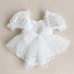 【0M-24M】Baby Girl Mesh Ruffle Short Sleeve Romper