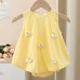 【3M-24M】Baby Girl Cotton Yellow Duck Applique Sleeveless Romper