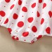 【3M-24M】2-piece Baby Girls Cotton Polka Dot Print Sling Romper With Hat