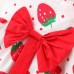 【9M-3Y】2-piece Baby Girl Bow Strawberry Print Sling Dress With Hat