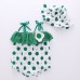 【3M-24M】2-piece Baby Girls Cotton Polka Dot Print Sling Romper With Hat